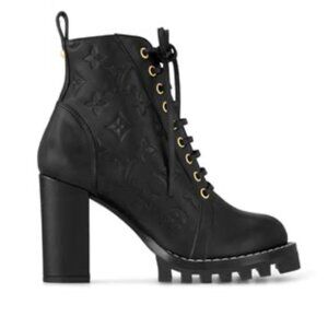 Rare & Auth Louis Vuitton Star Trail Ankle Boots Leather Black On Black Monogram